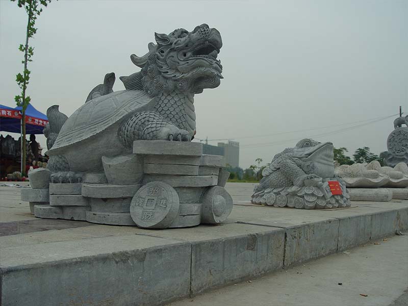 石雕金錢龜-石雕龍頭龜